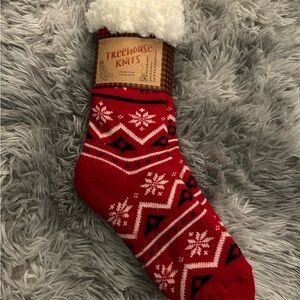 Treehouse Knits Red Sherpa Socks